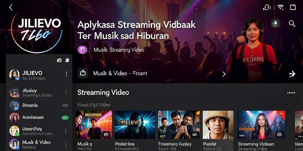 Antarmuka aplikasi JILIEVO menampilkan berbagai pilihan video secara jelas dan menarik.