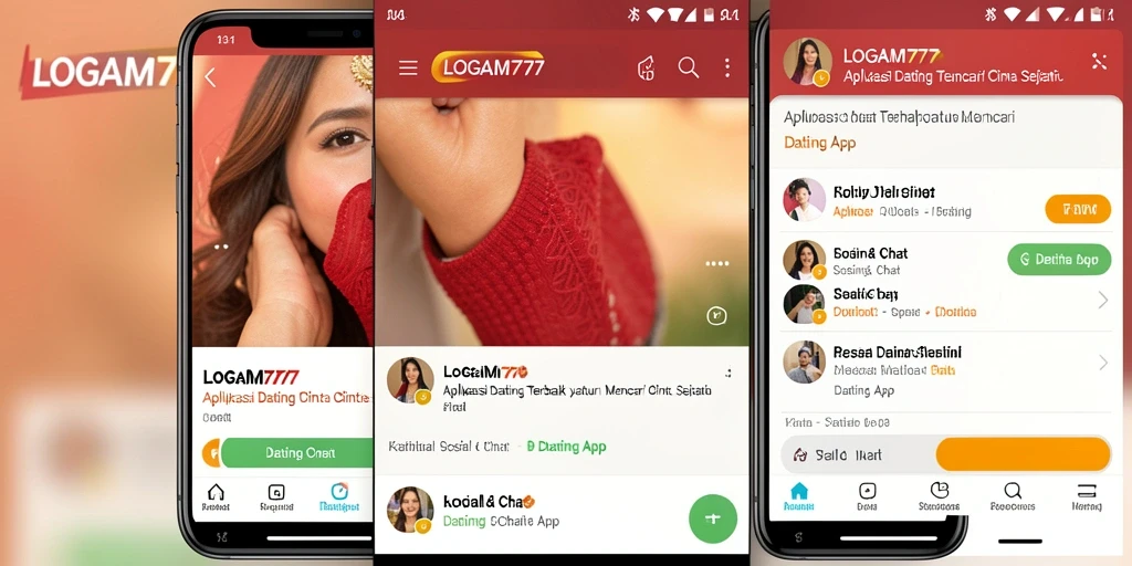 Tampilan antarmuka LOGAM777 dengan fitur chatting dan pencarian pasangan.