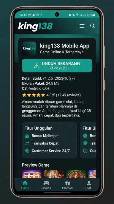 Tampilan halaman APK king138